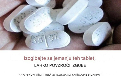 OPOZORILO! TE TABLETE LAHKO POVZROČAJO KRVNE STRDKE, KRVNE TROMBOLICE IN SRČNI NAPAD