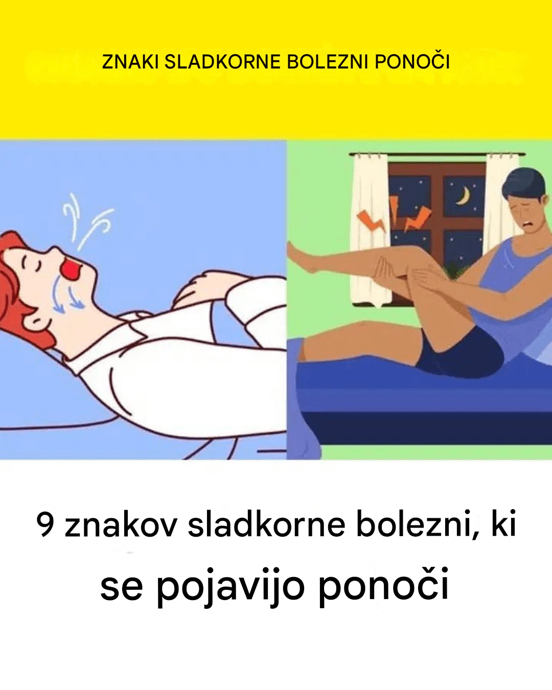 Opozorilni znaki sladkorne bolezni, ki se lahko pojavijo ponoči